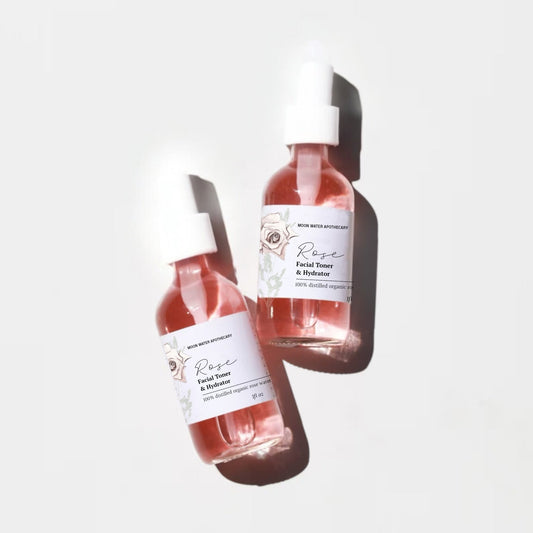 Handcrafted Rose Water Facial Toner, ALL Skin Types -- Organic Soothing, Hydrating Skin Care -- by Moon Water Apothecary!